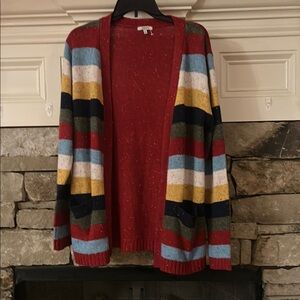 JODIFL Red and Blue Cardigan Sweater